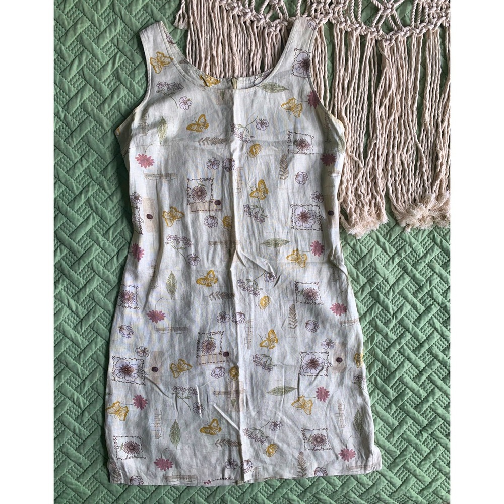 Vintage Patterned Linen Garden Dress